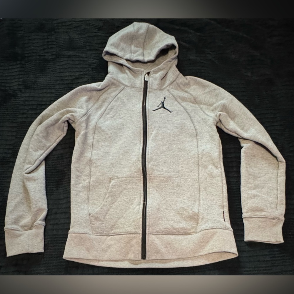 Kid’s Large Jordan Light Gray Zip-Up Hoodie